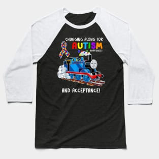 Autism Awareness Train Puzzle Piece Kids Family Love Accept Baseball T-Shirt